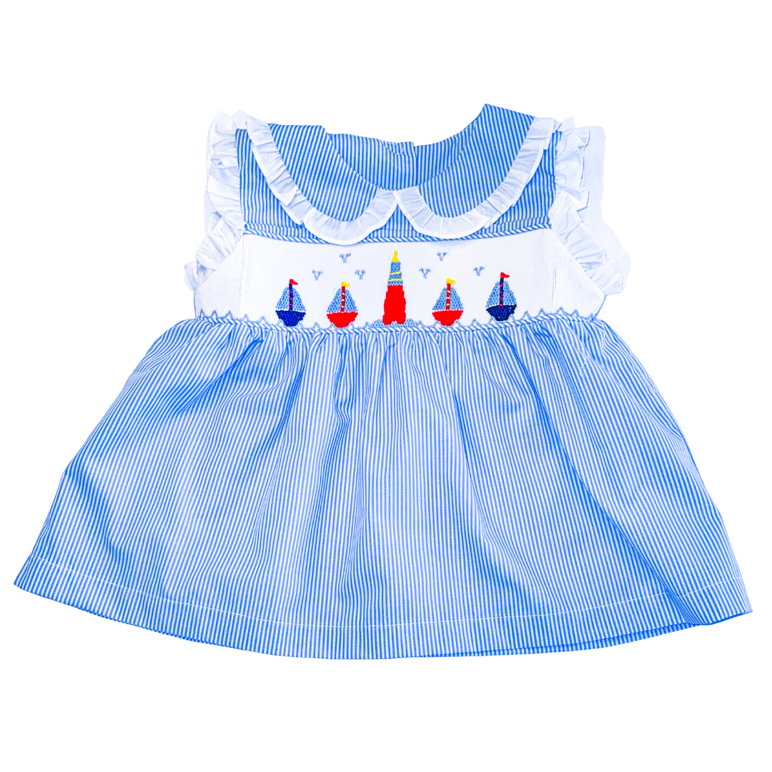 Beach Beacon Smocked Diaper Set